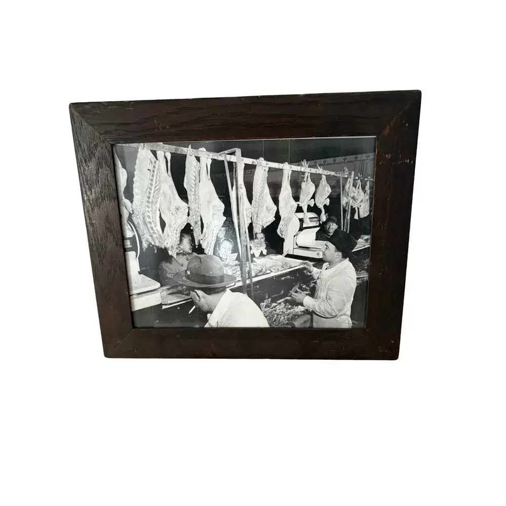 Wood Vintage Frames W/ Little Italy B&W Picture Reprints | Deli Butcher Shop